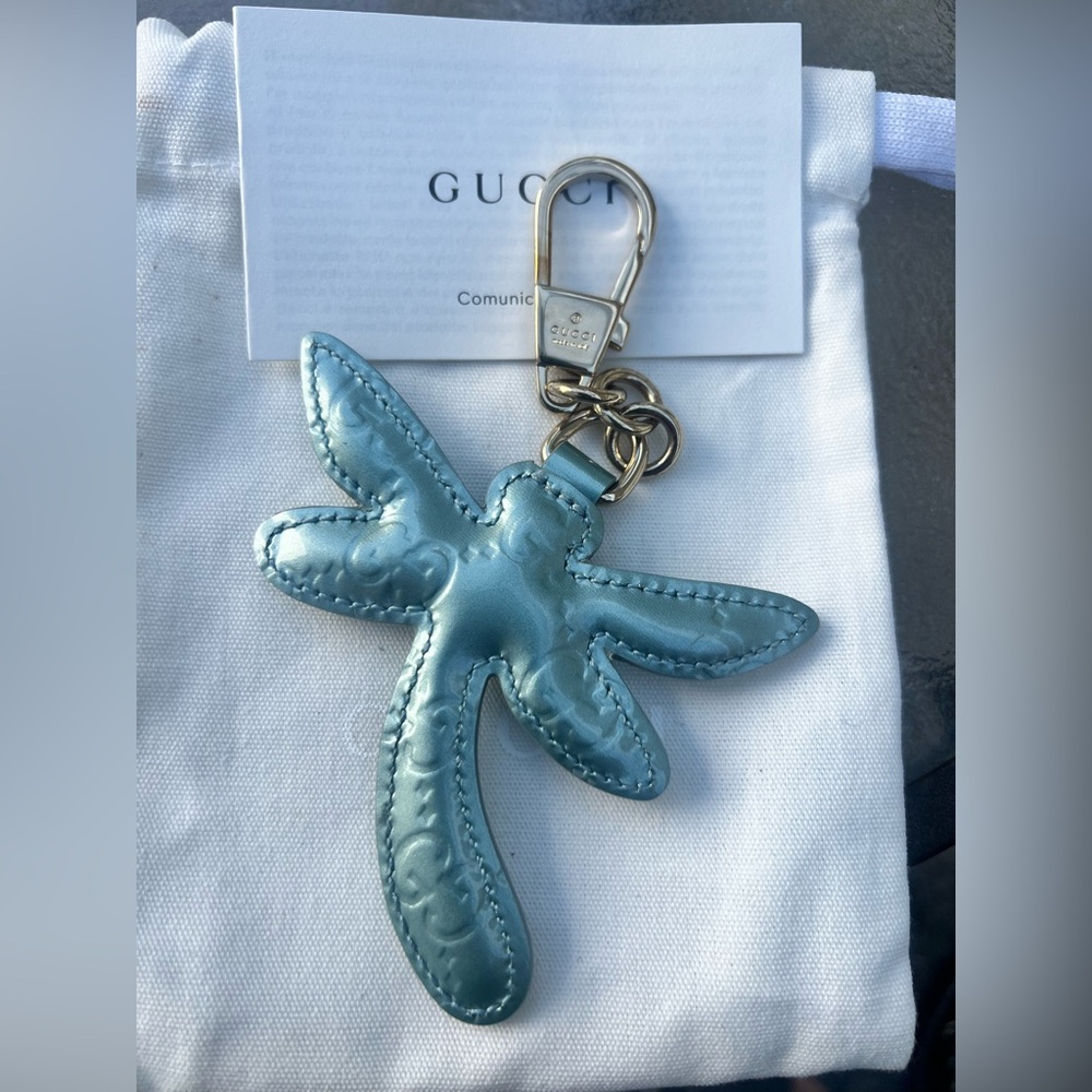 Gucci Blue Dragonfly Keychain